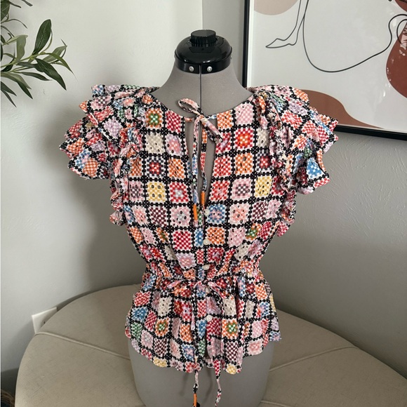 Colorful Crochet Ruffle Top - Picture 3 of 7